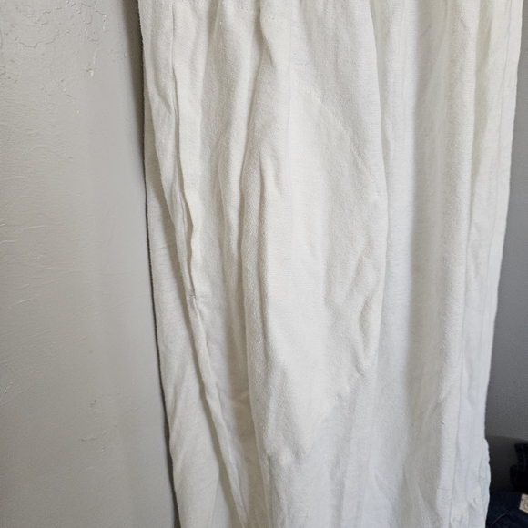 Free People Beach Women's Large White Long Sleeve Midi Dress V-neck Collared - Picture 6 of 12